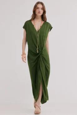 Amelia. Vestido midi drapeado