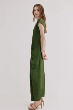 Amelia. Vestido midi drapeado