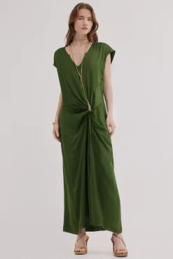 Amelia. Vestido midi drapeado