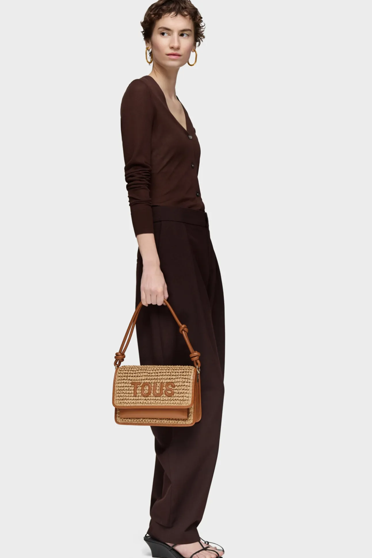 Bandolera mediana camel Audree Rafia