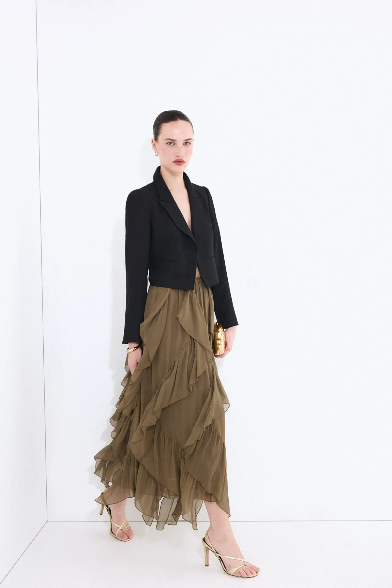 Blazer crop negra
