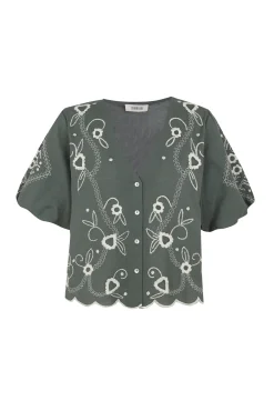 Blusa bordado manga farol