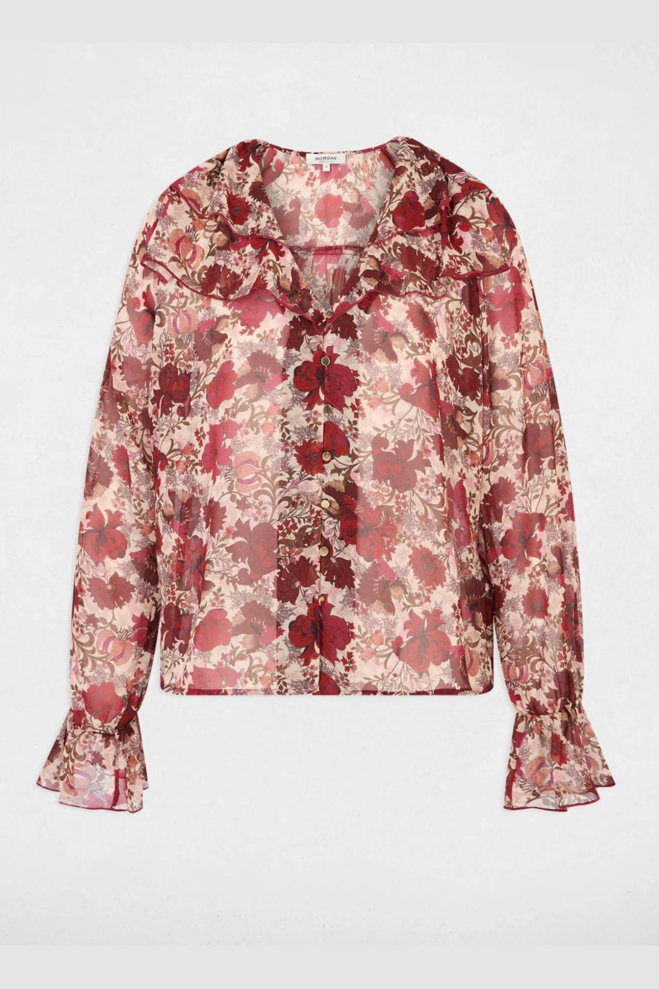 Blusa de gasa con cuello en v