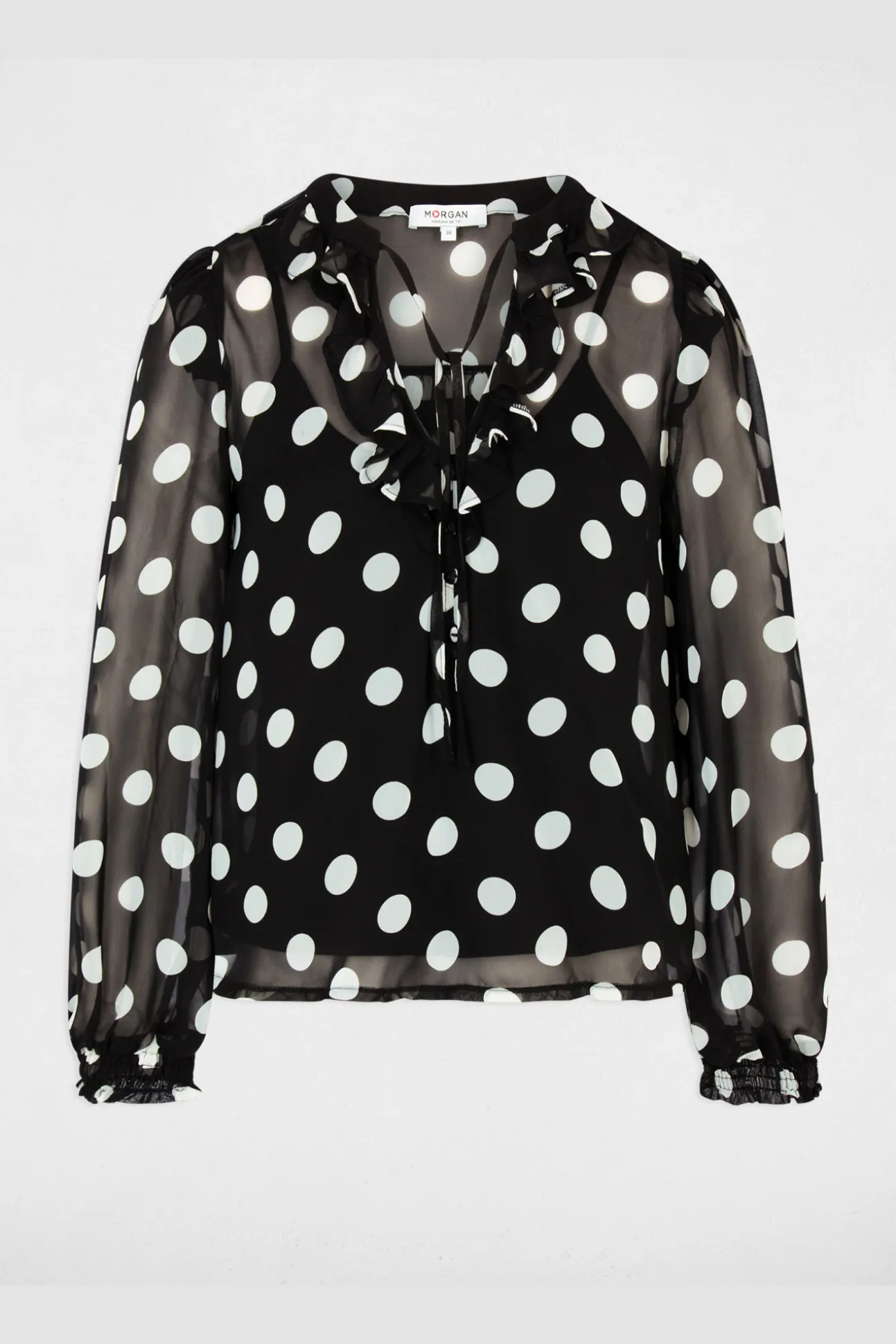 Blusa de gasa con cuello lazado