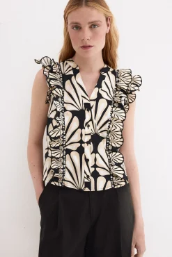 Blusa estampada bicolor