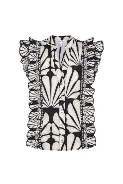 Blusa estampada bicolor