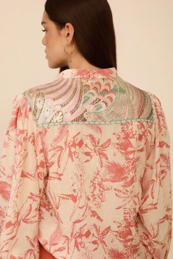 Blusa estampada bimateria