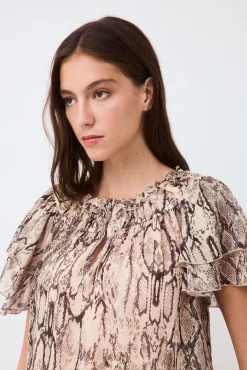 Blusa estampada manga volantes