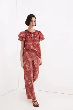 Blusa estampada manga volante