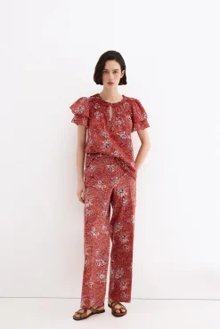 Blusa estampada manga volante
