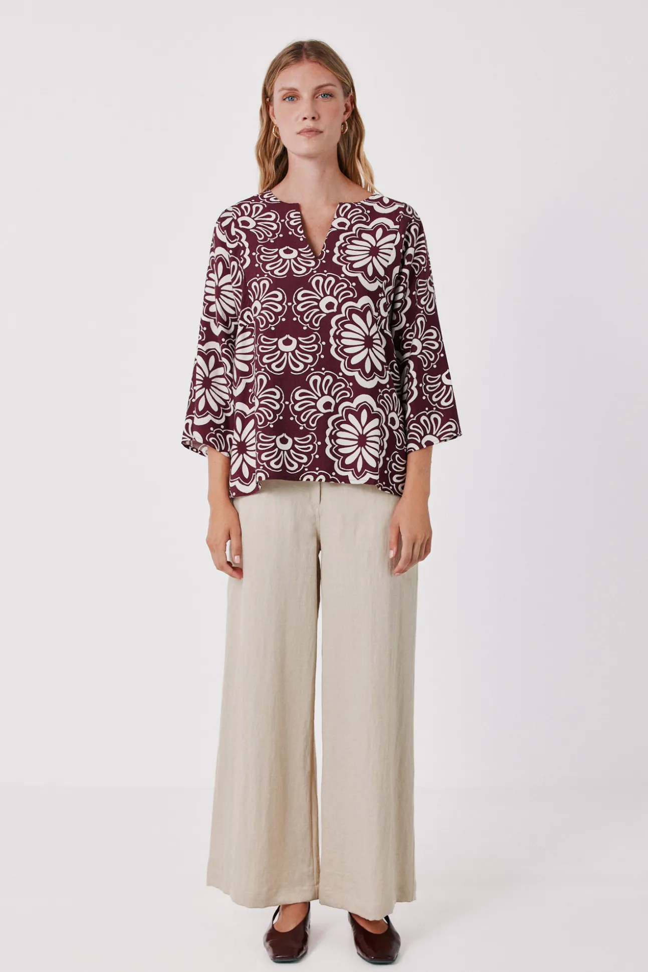 Blusa estampada túnica amplia