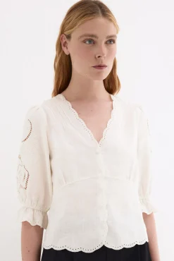Blusa lino bordados
