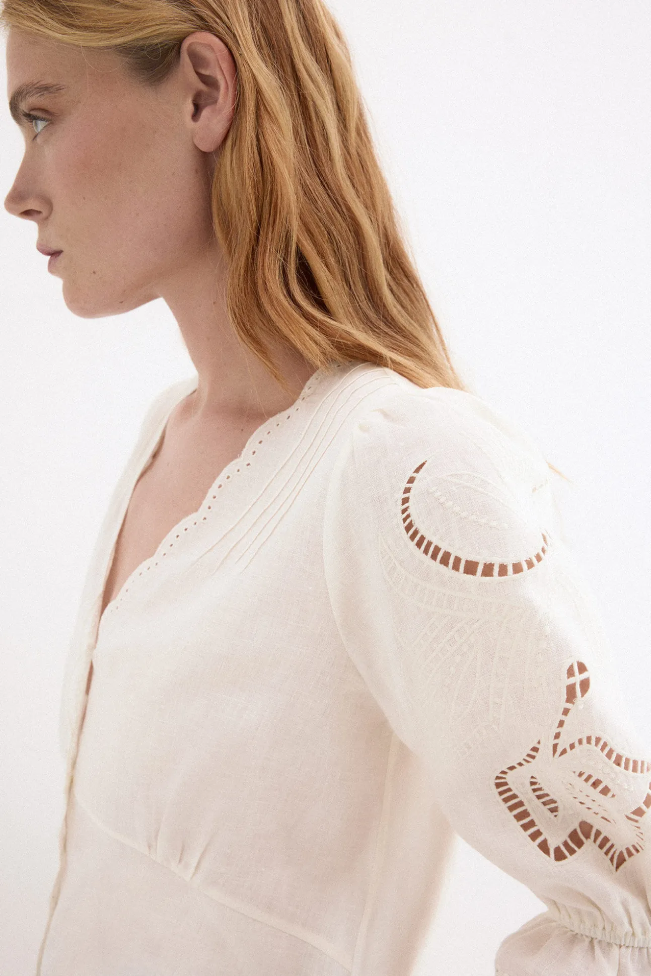 Blusa lino bordados