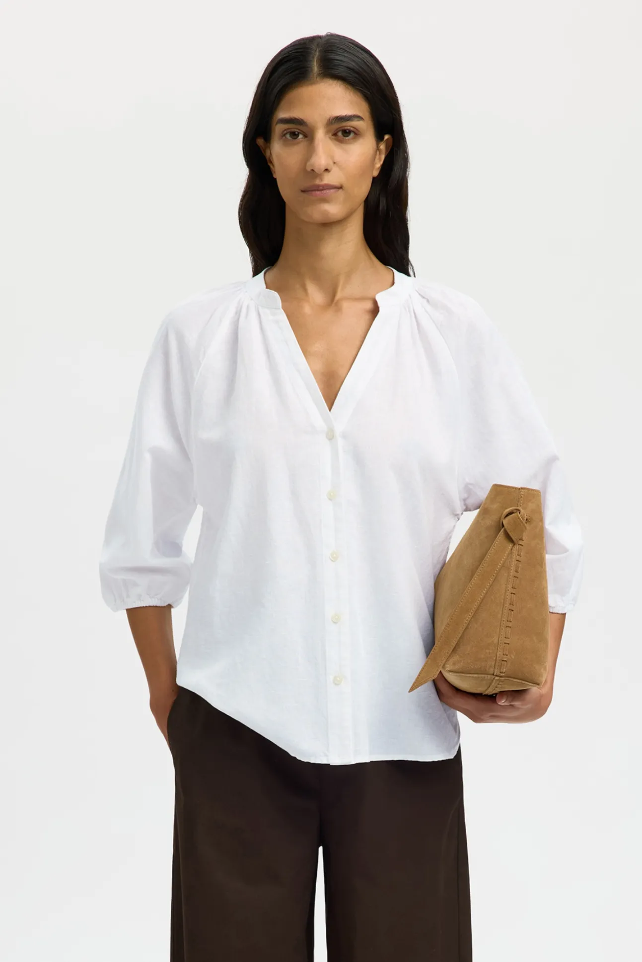 Blusa manga 3/4 lino