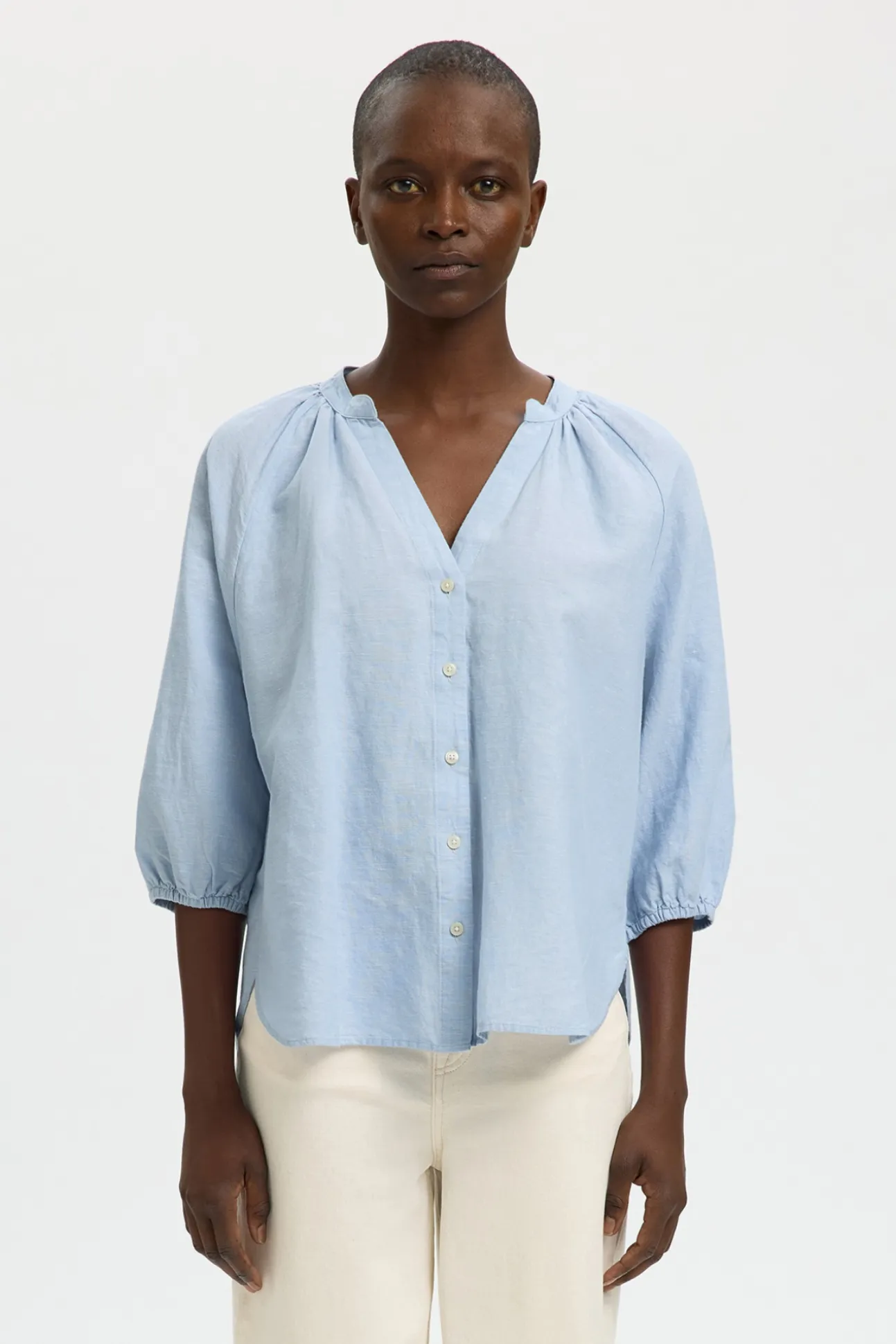 Blusa manga 3/4 lino
