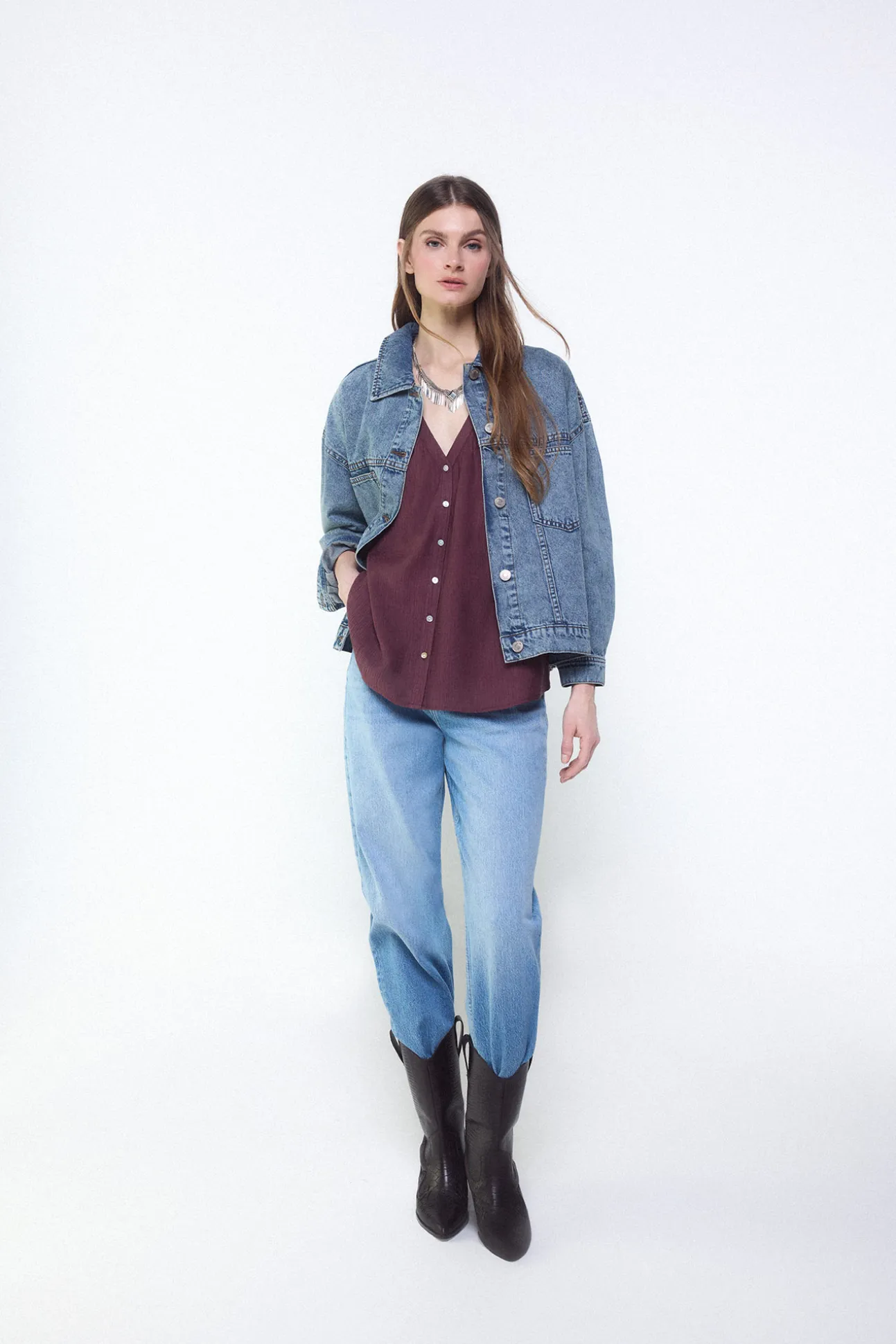 Blusa plisada fluida