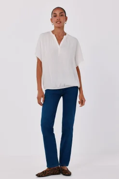 Blusa satinada manga corta