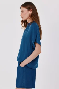 Blusa satinada manga corta