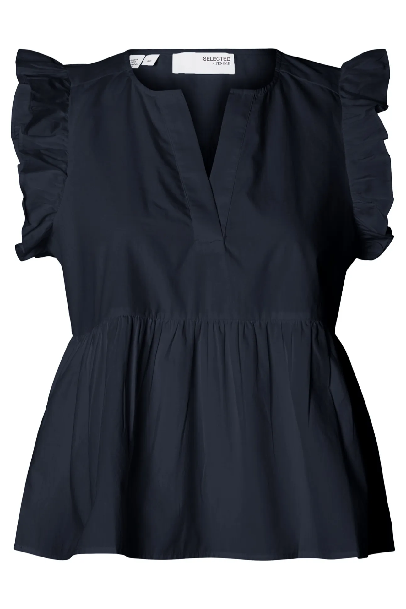 Blusa sin mangas y volantes