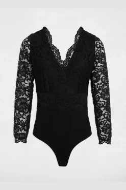 Body de encaje con cuello en v