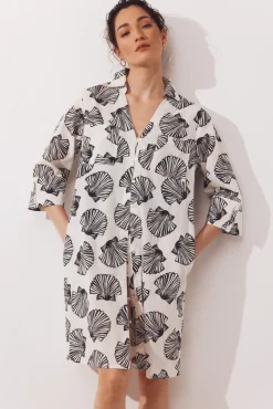 Caftán camisero algodón estampado