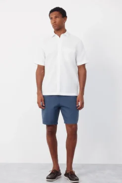 Camisa algodón lino lisa manga corta