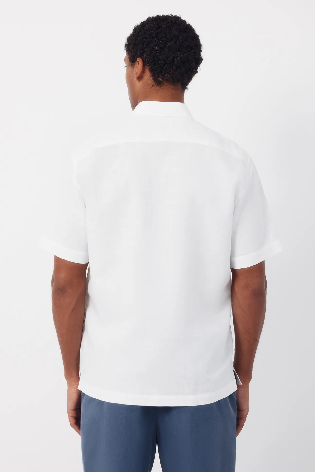 Camisa algodón lino lisa manga corta