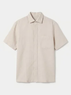 Camisa algodón lino lisa manga corta