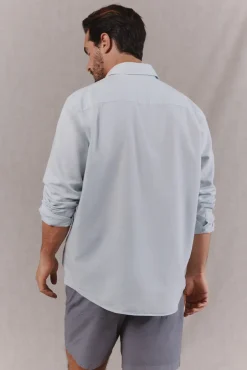 Camisa algodón lino lisa manga larga