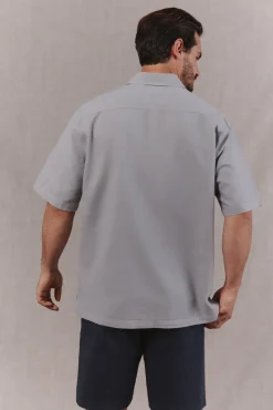 Camisa algodón lino lisa manga corta