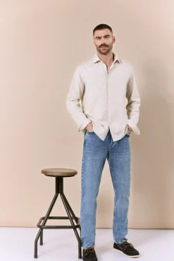 Camisa algodón lino manga larga