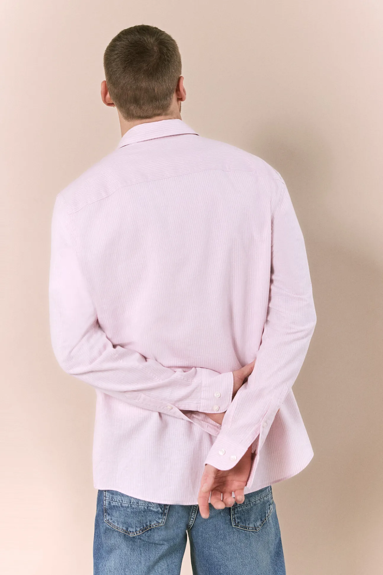 Camisa algodón lino rayas