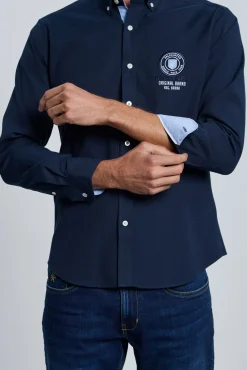 Camisa bordada azul marino