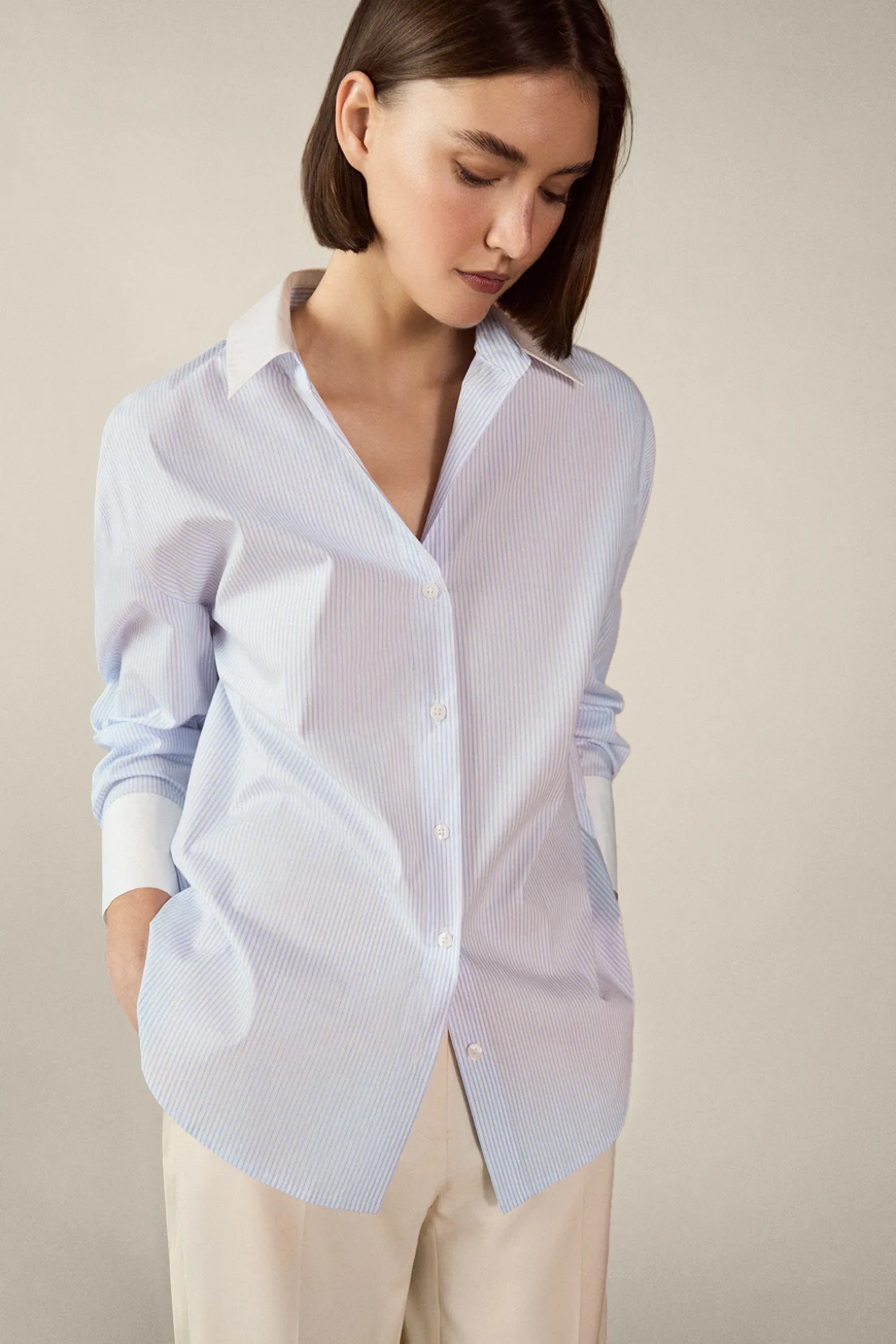 Camisa combinada popelín