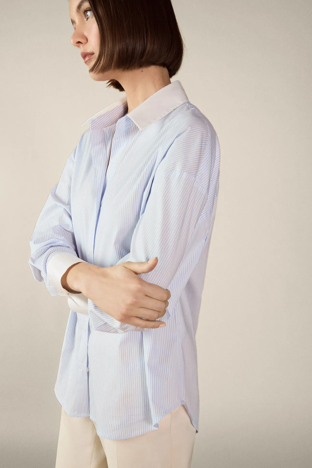 Camisa combinada popelín