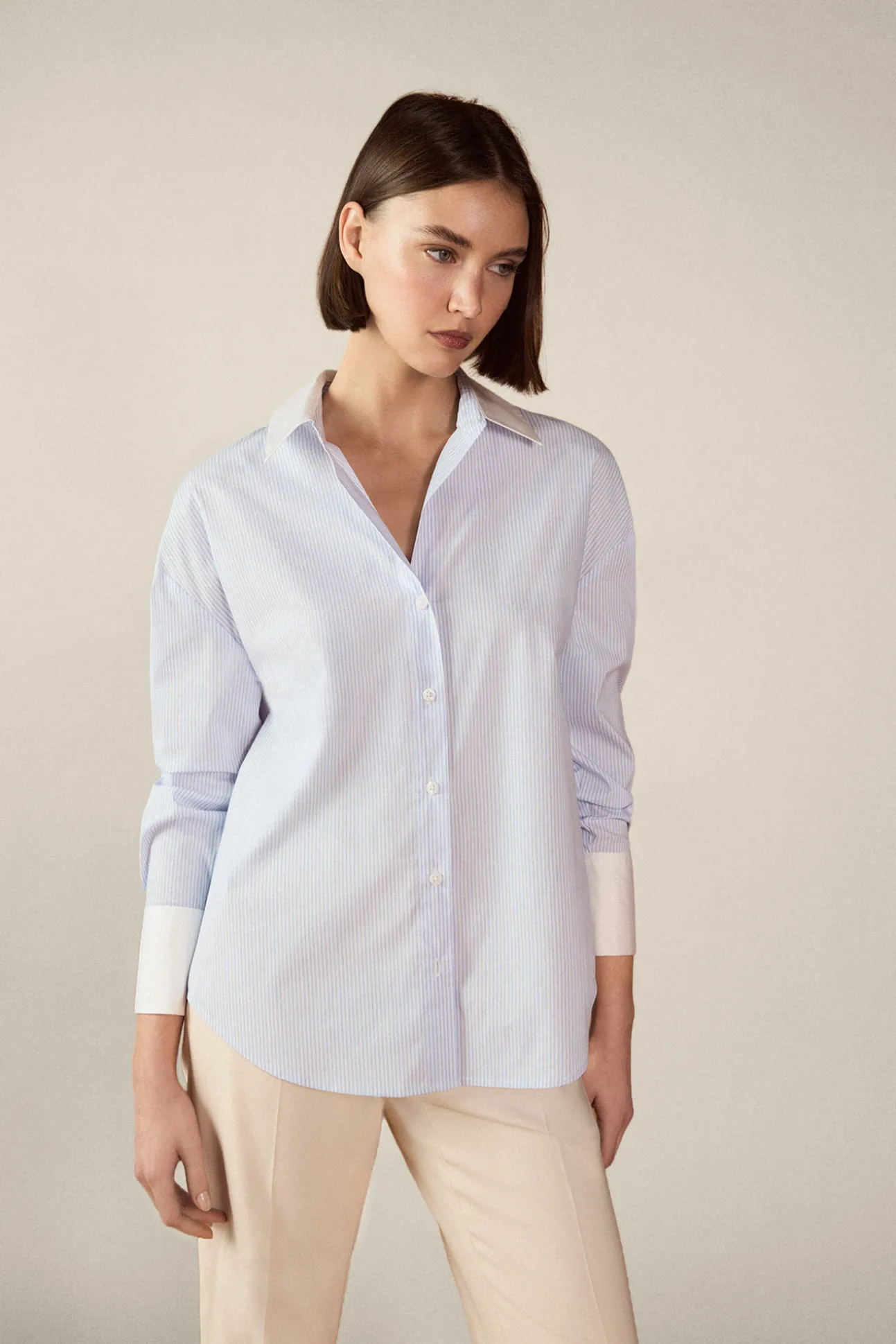 Camisa combinada popelín