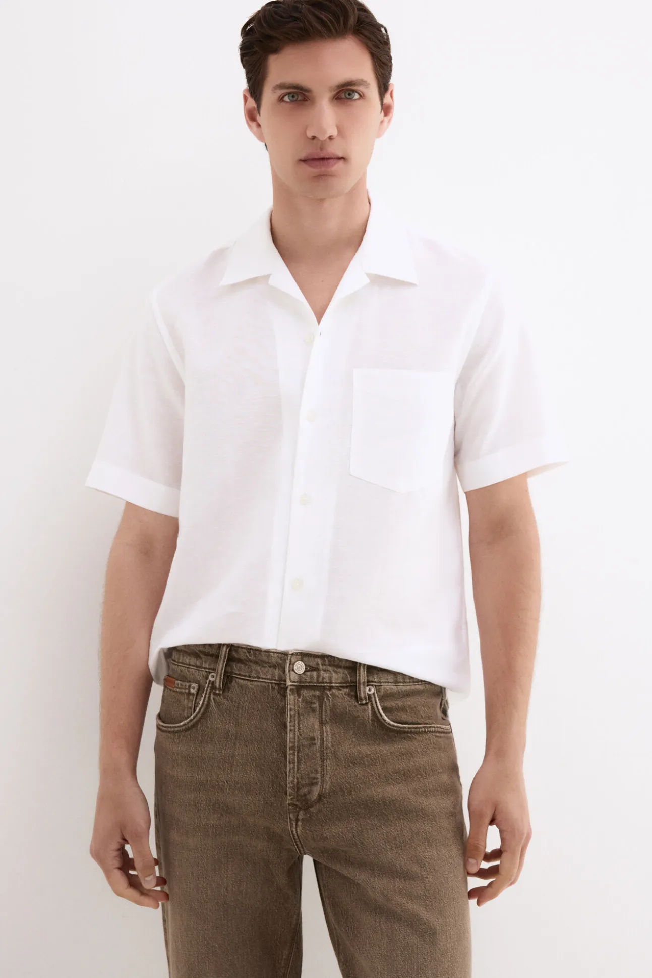 Camisa de lino algodón manga corta
