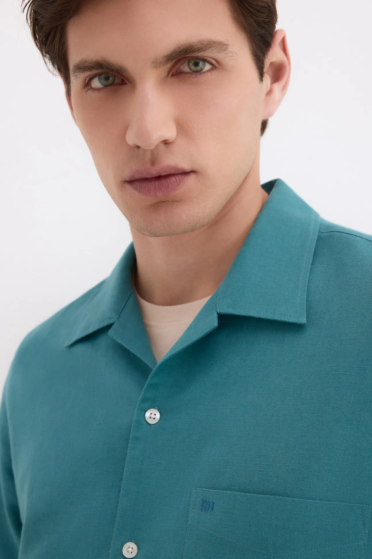 Camisa de lino algodón manga corta