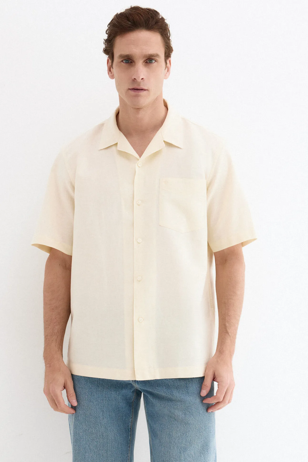 Camisa de lino algodón manga corta