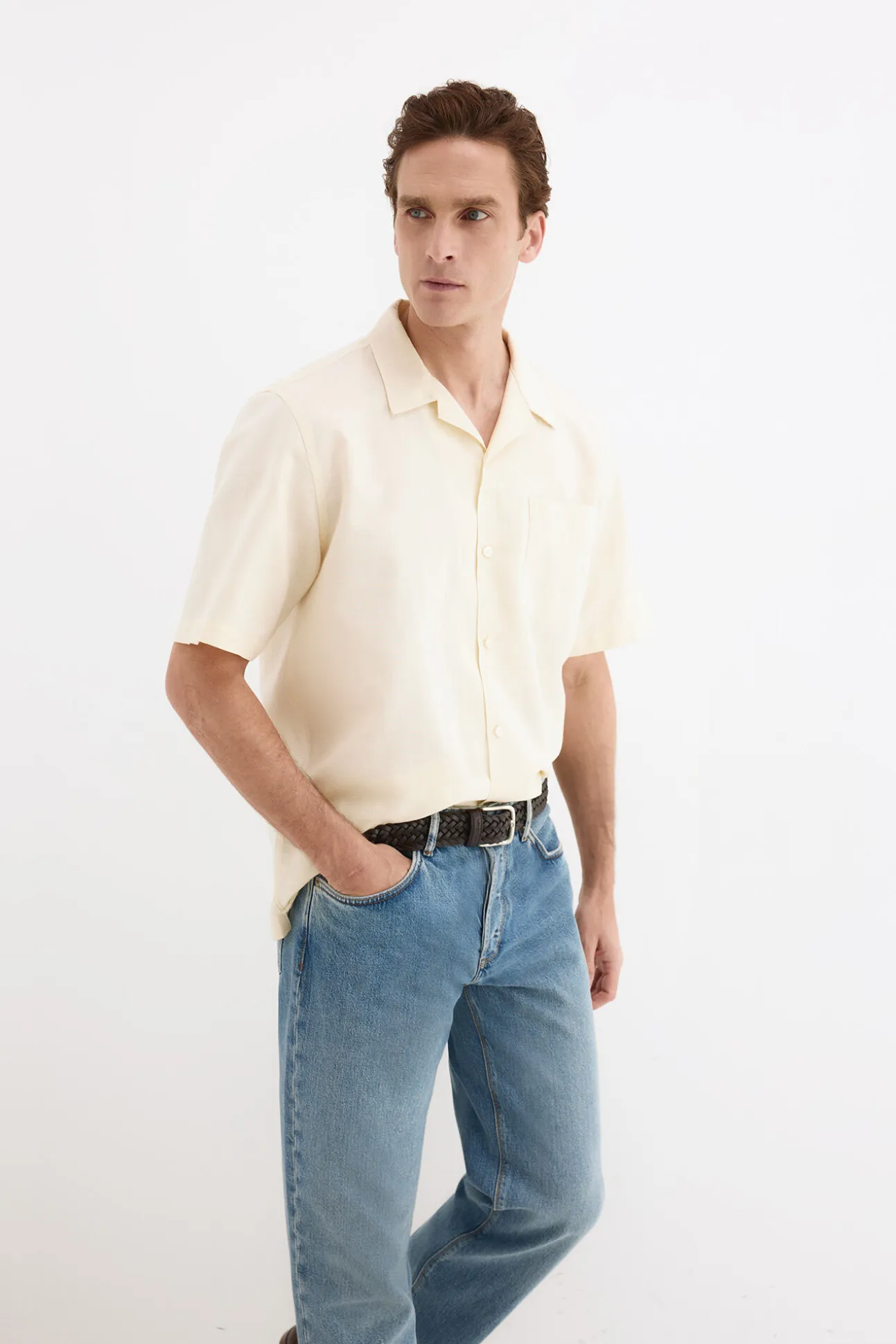Camisa de lino algodón manga corta