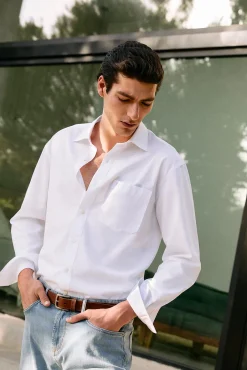 Camisa de lino algodón manga larga