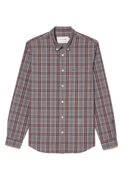 Camisa elástica con estampado de cuadros para hombre