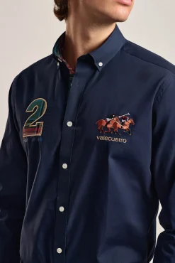 Camisa hombre Valecuatro azul marino modelo caballos