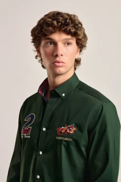 Camisa hombre Valecuatro verde modelo caballos