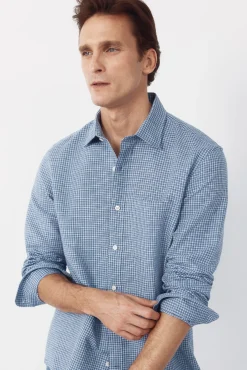 Camisa lino algodón cuadros
