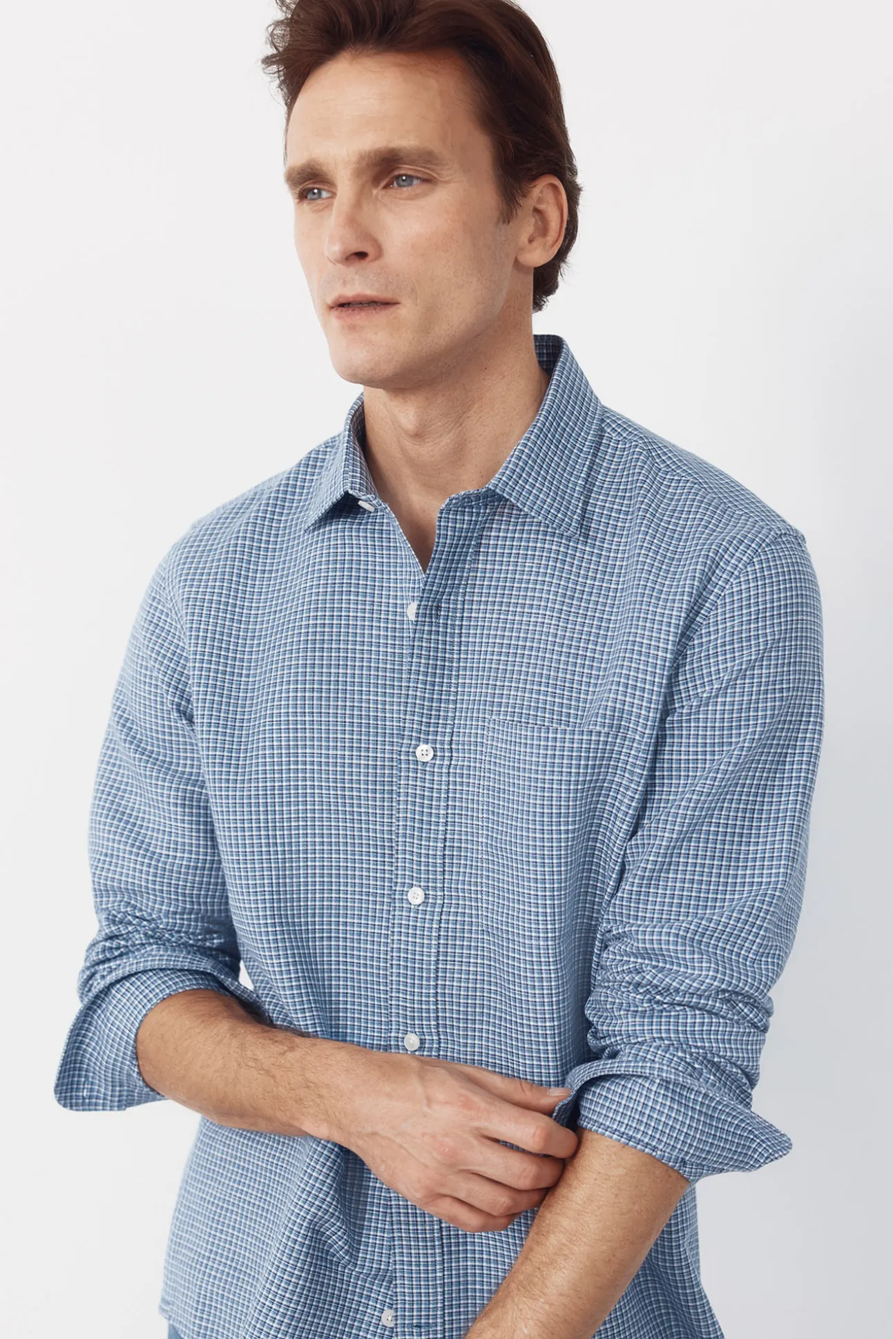 Camisa lino algodón cuadros