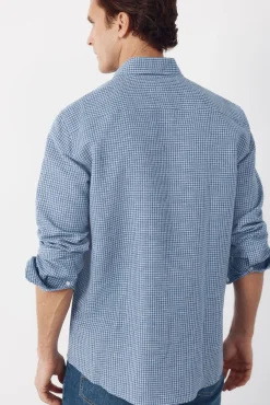 Camisa lino algodón cuadros