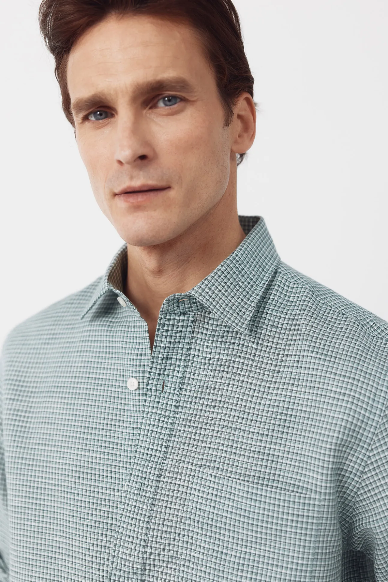 Camisa lino algodón cuadros