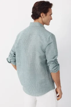 Camisa lino algodón cuadros