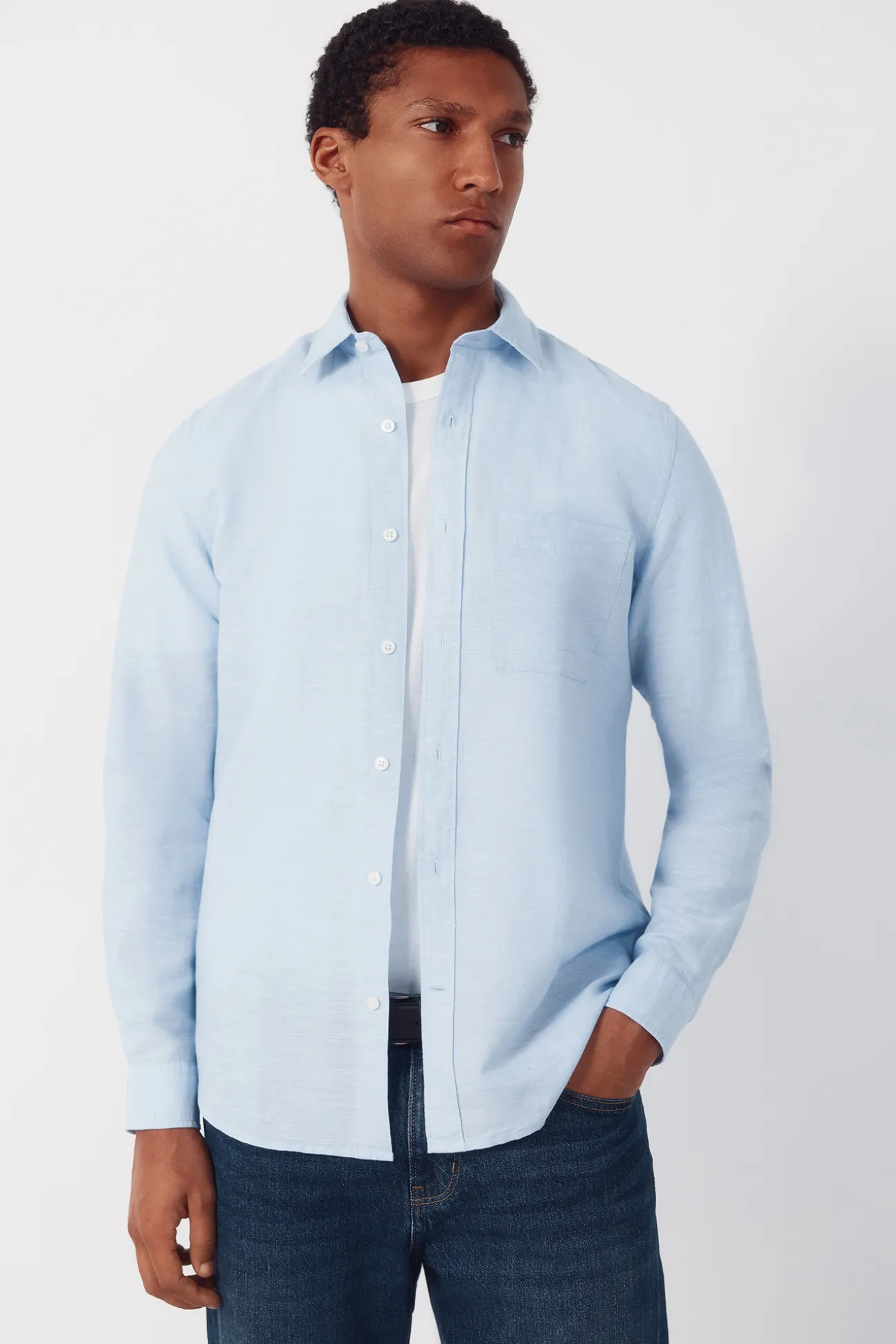 Camisa lino algodón liso